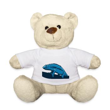 Blaues Chamäleon klettert am Ast entlang Geschenk - Teddy - Weiß - Vorne
