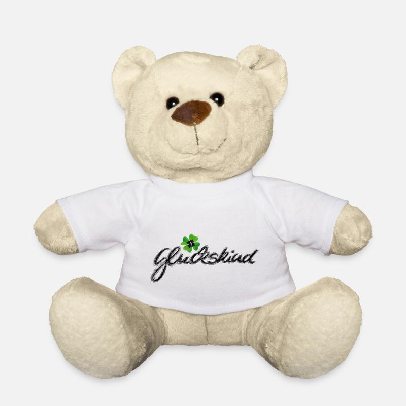 Glückskind mit Kleeblatt - Teddy - Weiß