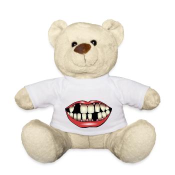 Faule Zähne - Humor Zahnhygienegeschenk - Teddy - Weiß - Vorne