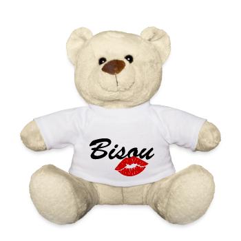 bisou / amour bébé / saint valentin - Nounours - blanc - Devant