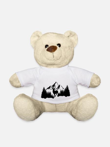 Hirsch Berg Natur Wandern Motiv - Teddy - Weiß