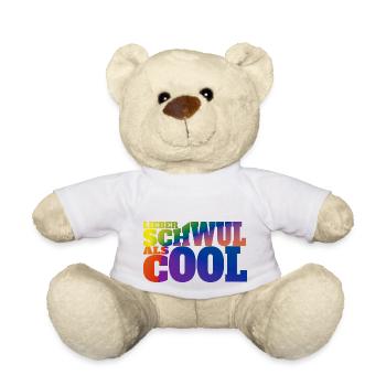 Lieber schwul als cool Liebe Schwul queer Sexismus - Teddy - Weiß - Vorne