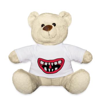 Laughing Monster Mouth Design - Teddy Bear - white - Front