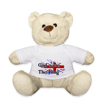 god save the king - nouveau roi angleterre - Nounours - blanc - Devant