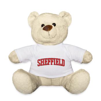 Sheffield Schriftzug Rot auf Schwarz - Teddy - Weiß - Vorne