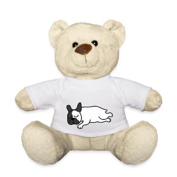 Schlafende Französische Bulldogge Faulenzer - Teddy - Weiß - Vorne