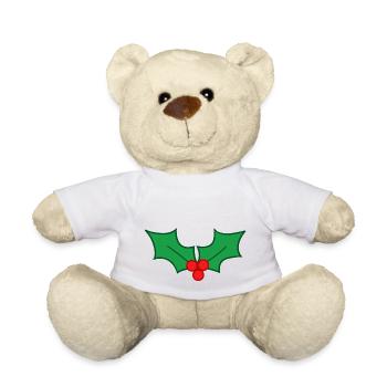 Houx de noel porte bonheur - Nounours - blanc - Devant