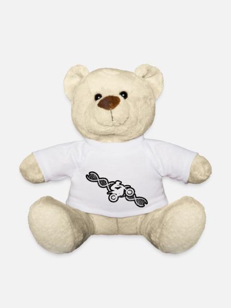 Moto Cadeau Cyclomoteur Motocycliste Motocross - Nounours - blanc