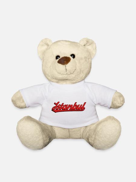 Istanbul Schriftzug Rot Unterstrichen - Teddy - Weiß