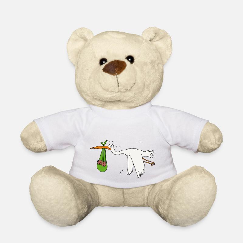 Zwillinge Storch dunkle Haut - Teddy - Weiß