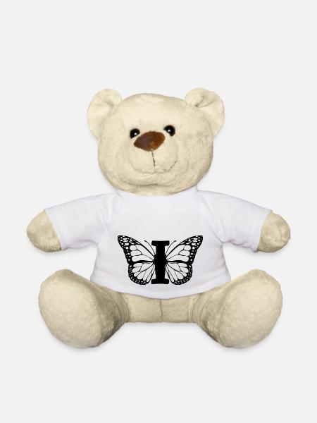 lettre i papillon - Nounours - blanc