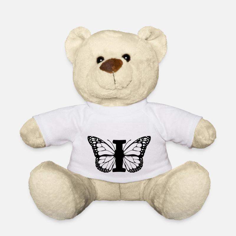 lettre i papillon - Nounours - blanc