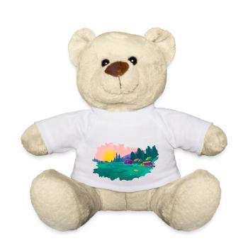 Camping Motorhome Gift Caravan Camp Tents - Teddy Bear - white - Front