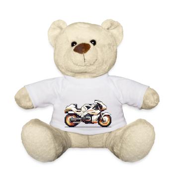 Machine de course de moto 8 bits en tant que graphiques vectoriels - Nounours - blanc - Devant