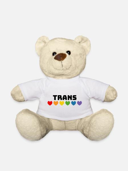 Rainbow heart trans black - Teddy Bear - white