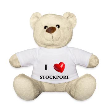 I Love Stockport - Black Text - Teddy Bear - white - Front