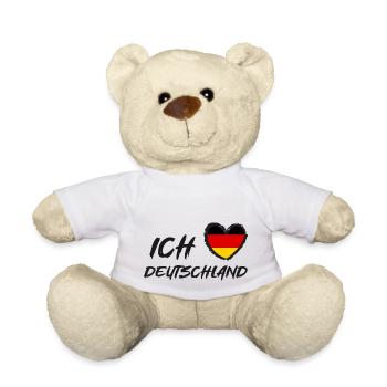 Ich liebe Deutschland Herz Flagge - Teddy - Weiß - Vorne