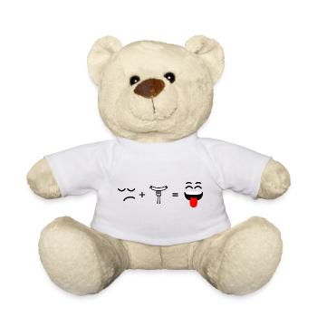 sad face eat sausage and happy - Teddy Bear - white - Front