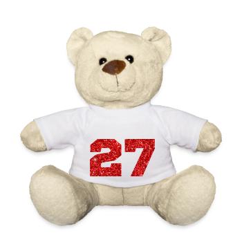 Nummer 27 Roter Glitzer - 27-jähriges Jubiläum - Teddy - Weiß - Vorne