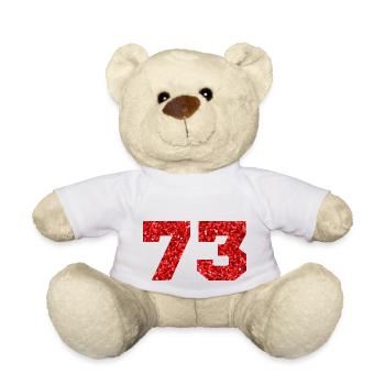 73 Roter Glitzer - 73 Geburtstag - Teddy - Weiß - Vorne