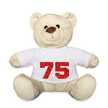 75 paillettes rouge - 75e anniversaire - Nounours - blanc - Devant