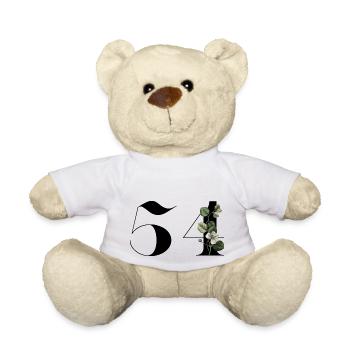 Numéro 54 floral vert - 54e anniversaire floral - Nounours - blanc - Devant
