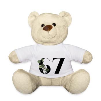 Nummer 67 Blumengrün - 67. Blumengeburtstag - Teddy - Weiß - Vorne