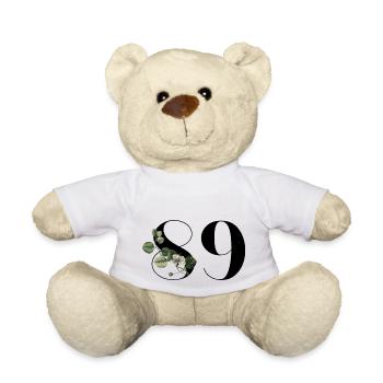 Numéro 89 floral vert - 89e anniversaire floral - Nounours - blanc - Devant