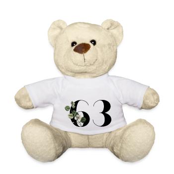 Nummer 63 Blumengrün - 63. Blumengeburtstag - Teddy - Weiß - Vorne