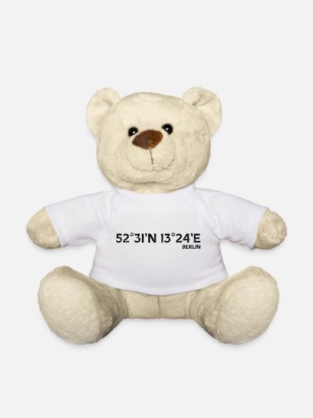 Berlin Koordinaten Souvenir - Teddy - Weiß