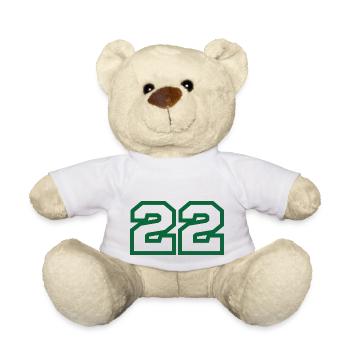 Number 22 green sport - Teddy Bear - white - Front