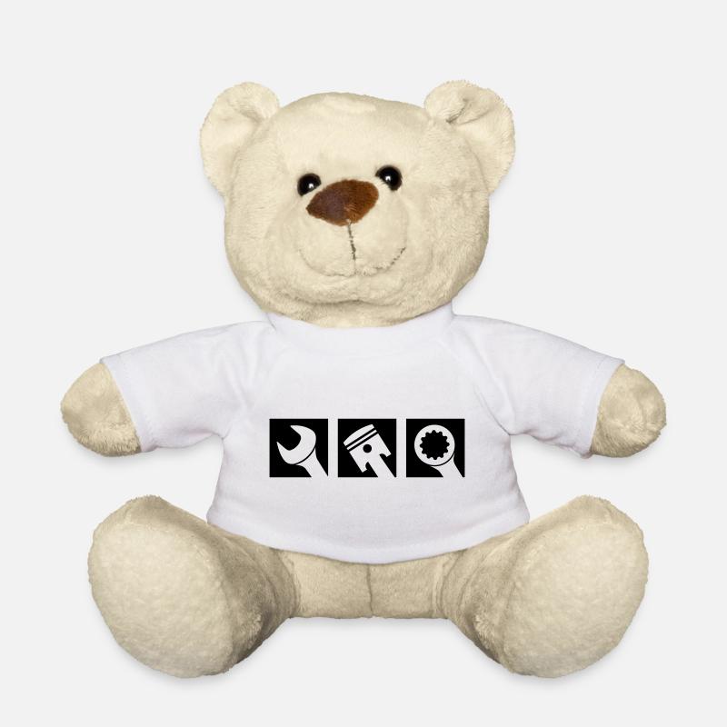 Kolben und Schraubenschlüssel Logo - Teddy - Weiß