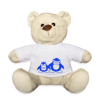 Penguin Two Friends 2 Team Big Brother Angry - Teddy Bear - white - Front