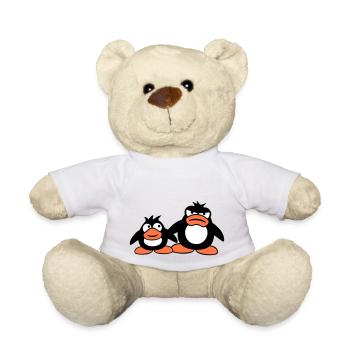 Penguin Two Friends 2 Team Big Brother Angry - Teddy Bear - white - Front