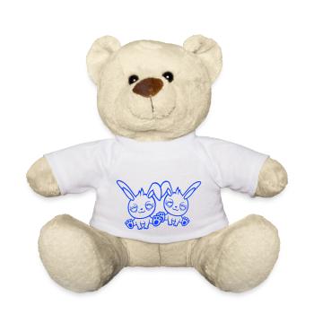 2 Hasen Müde Verwirrt Entspannt Rote Augenringe - Teddy - Weiß - Vorne