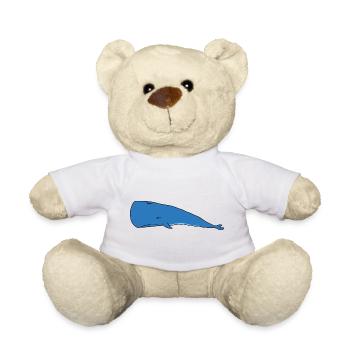 Blue Whale Minimalistisch Faules Schläfriges Design - Teddy - Weiß - Vorne
