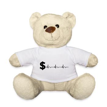 Dollar Sign $ ECG Heartbeat - Teddy Bear - white - Front