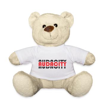 Audacity Schriftzug im Kontrastrot - Teddy - Weiß - Vorne