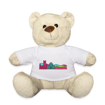 Linienzeichnung der Skyline Abbey Dunfermline City - Teddy - Weiß - Vorne