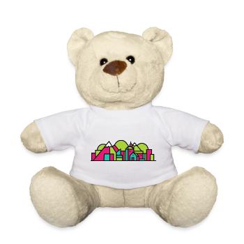 Dornbirn City Skyline Red House Modern Line Art - Teddy Bear - white - Front