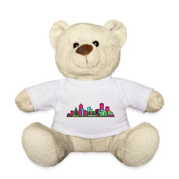 Winnipeg City Skyline Museum Moderne Linienkunst - Teddy - Weiß - Vorne
