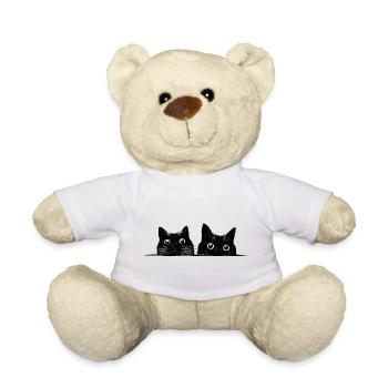 Zwei guckende Katzen schwarz - Teddy - Weiß - Vorne