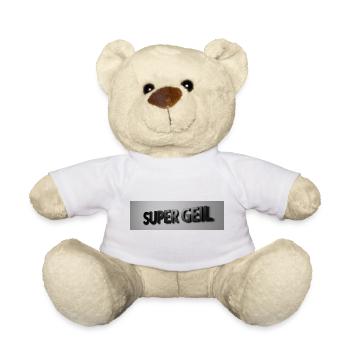 Super Geil 3D Schrift - Teddy - Weiß - Vorne