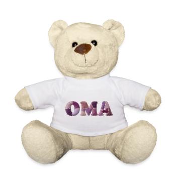 OMA Patchwork Stoff Design Geschenkidee - Teddy - Weiß - Vorne