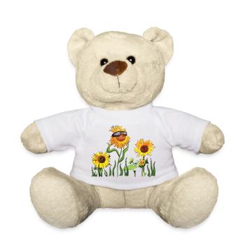 Sunflowers with sunglasses - Teddy Bear - white - Front