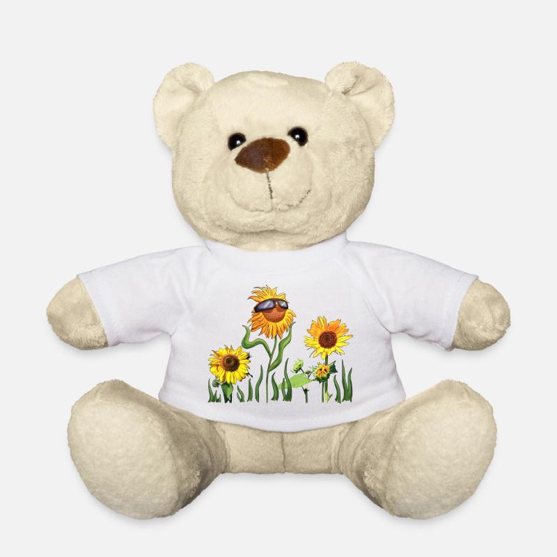 Sonnenblumen mit Sonnenbrille - Teddy - Weiß
