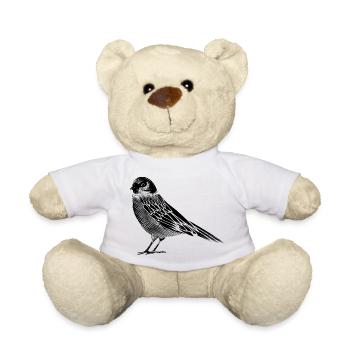 Black and white drawing of a bird - Teddy Bear - white - Front