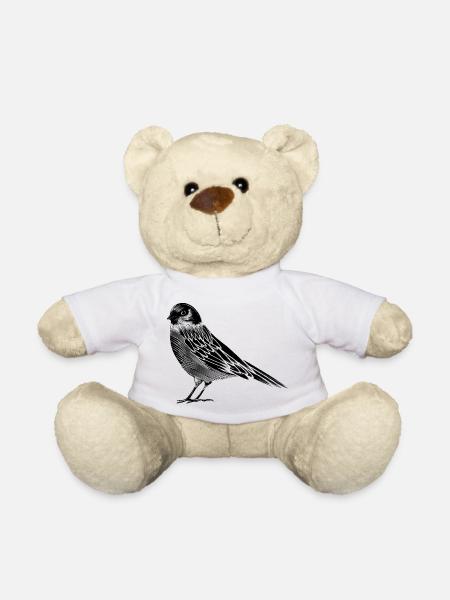 Schwarz Weiß Zeichnung eines Vogels - Teddy - Weiß