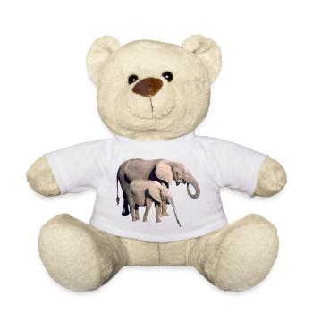 Elephant Family Silhouette - Teddy Bear - white - Front