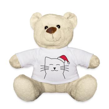 Cat Santa Claus Santa Claus Christmas gift - Teddy Bear - white - Front